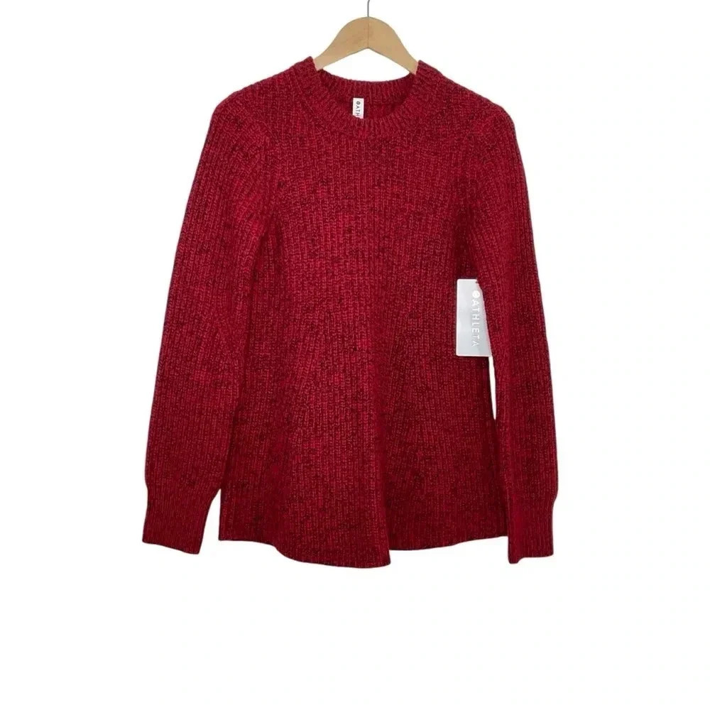 Athleta Sierra Crewneck Sweater Red Wool Size XS